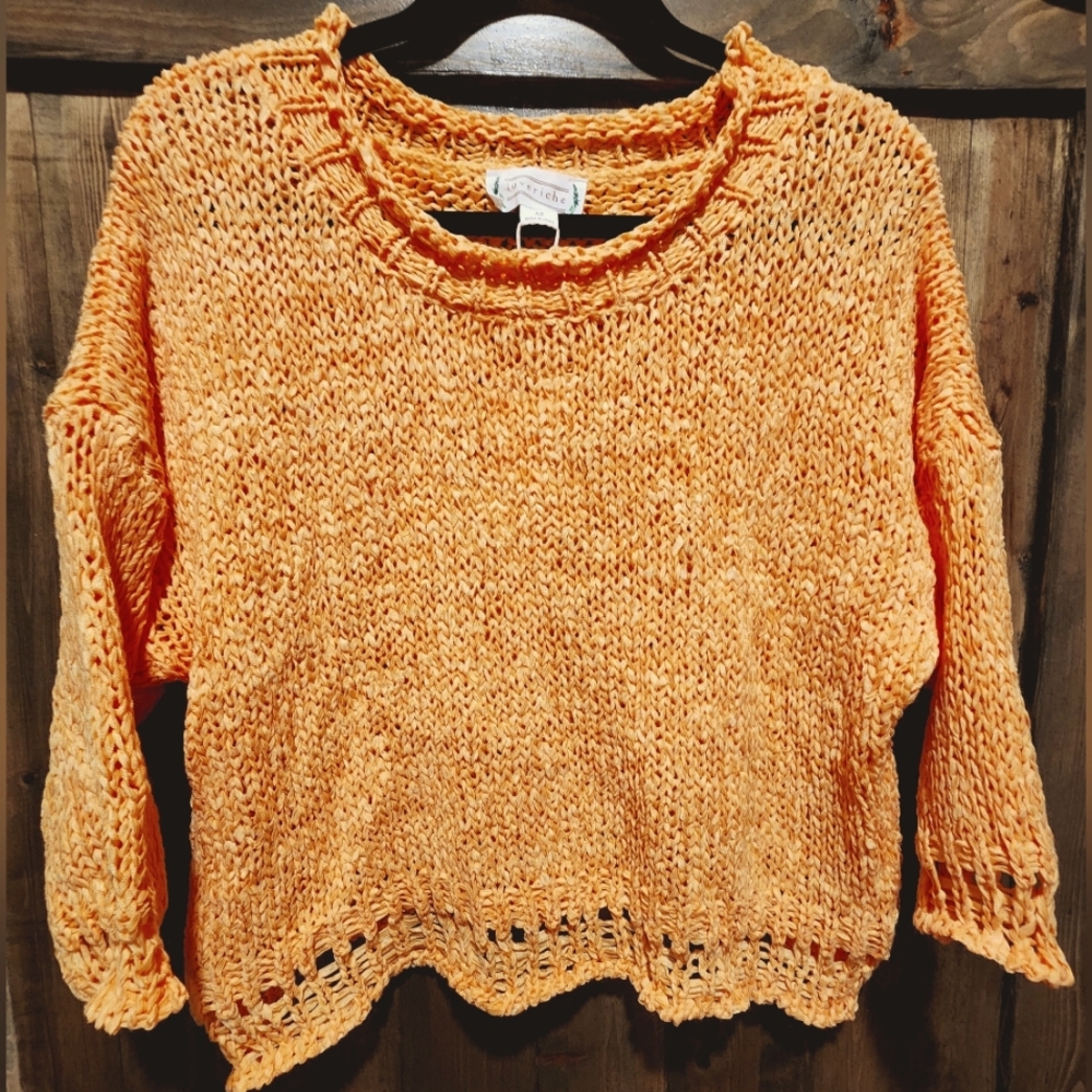 Peach Open-knit Sweater